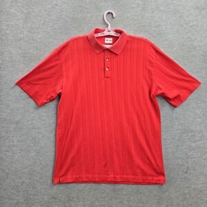 Tiger Woods Men Polo Shirt Large Striped Short Sleeve Collar Pullover Adult